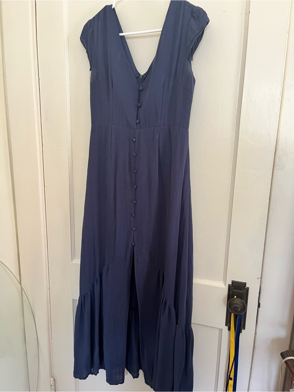 Boutique Navy V-Neck Button-Front Maxi Dress